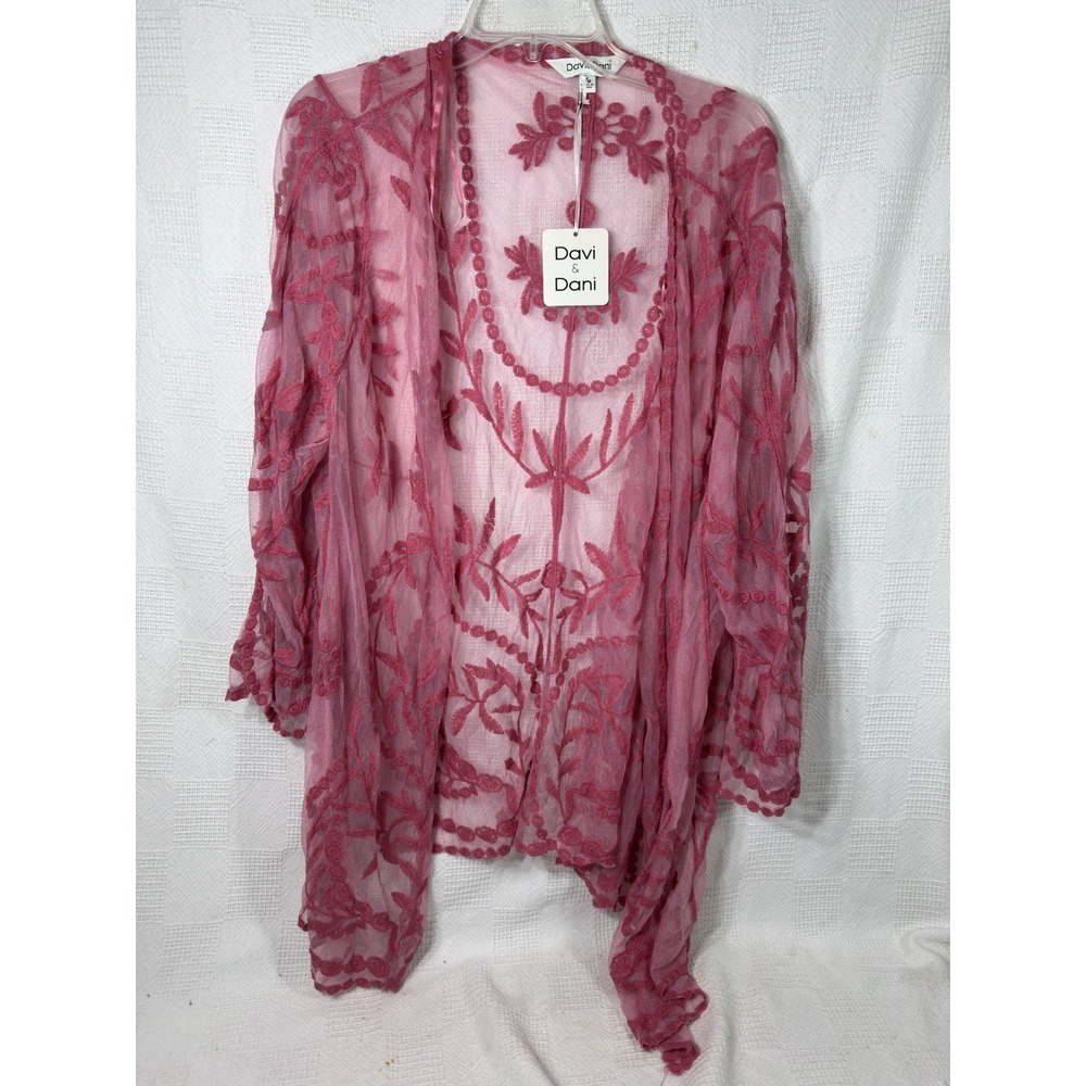 NWT Davi & Dani‎ Women's Floral Mesh Cardigan Size S/M